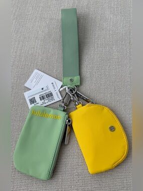 Lululemon Dual Pouch Wristlet -Kale Krush / Lemon Lush